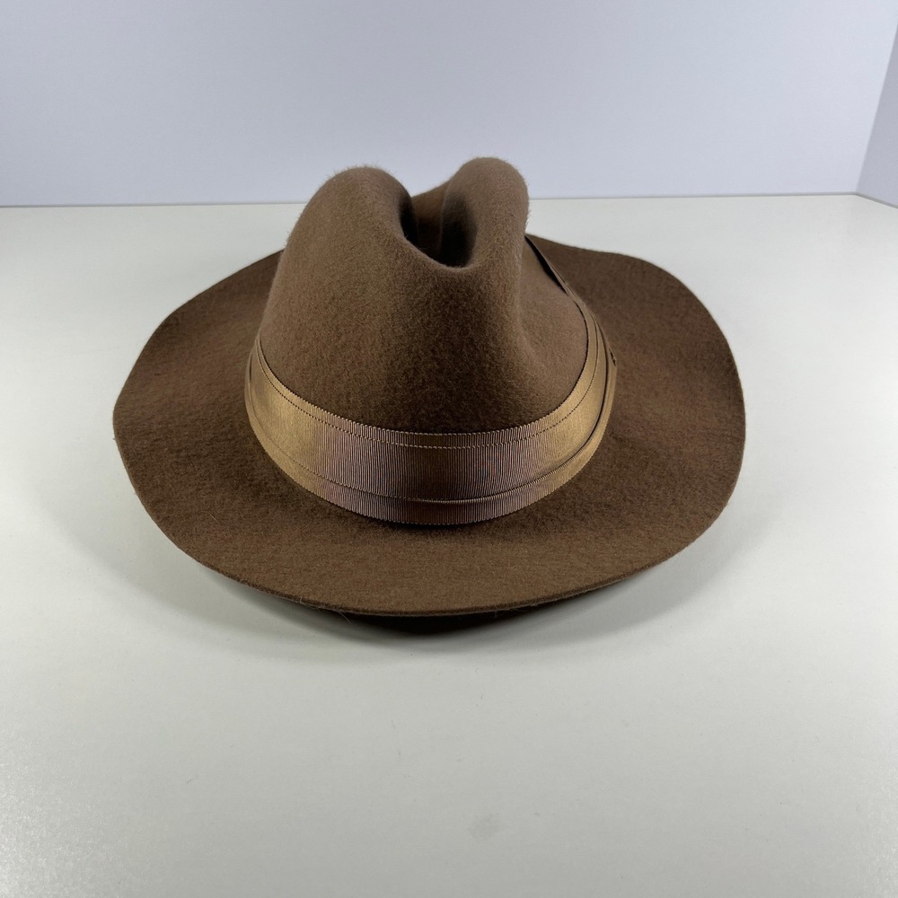 Vintage Banana‎ Republic Fedora Hat Mens Brown 100% Wool Felt 80s Safari Cowboy